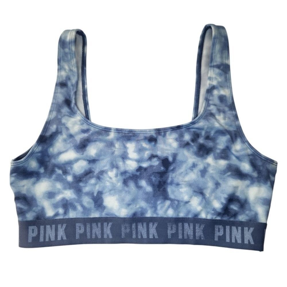 PINK Victoria's Secret Women Blue Tie-Dye Ultimate Sports Bra Size M - Picture 4 of 10